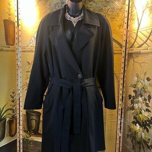 Double Breasted Black Women's Trench Coat